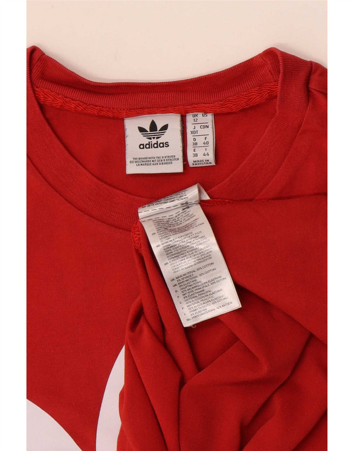Adidas Womens Graphic T-Shirt Top UK 12 Medium Red Cotton