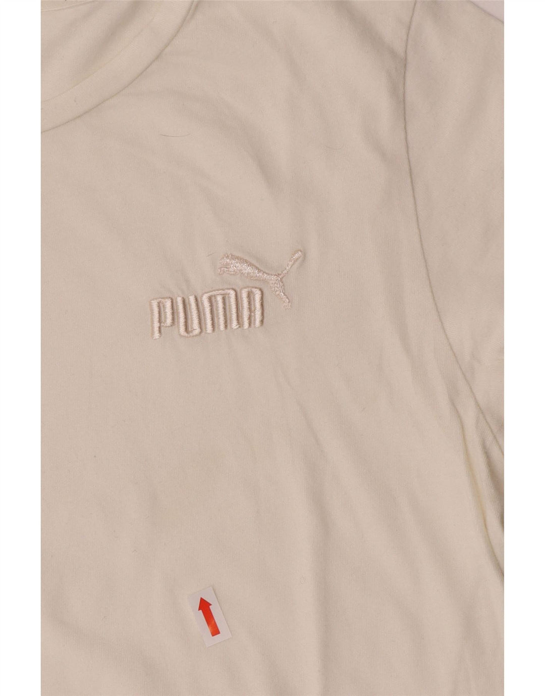 Puma Womens T-Shirt Top UK 10 Small Off White Cotton