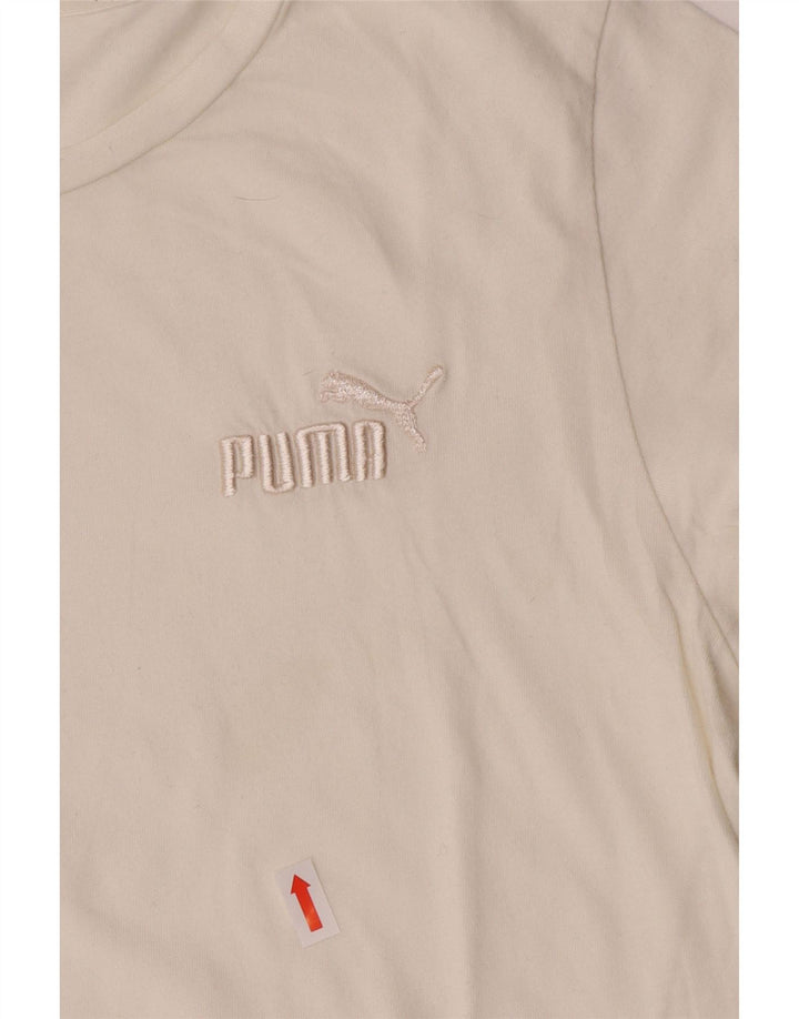 Puma Womens T-Shirt Top UK 10 Small Off White Cotton