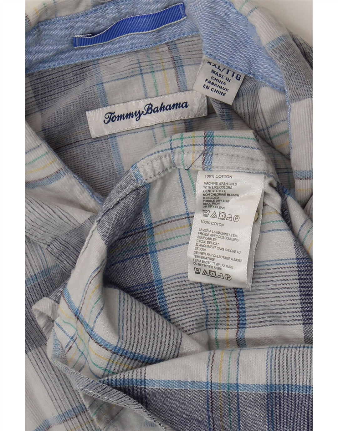Tommy Bahama Mens Shirt 2XL Blue Check Cotton