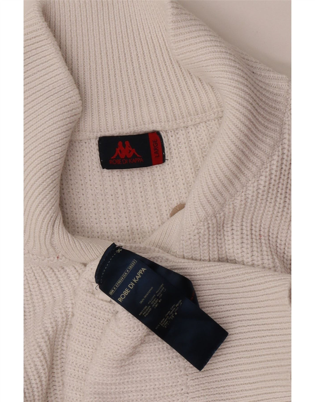 Kappa Womens Button Neck Jumper Sweater UK 16 Large White Cotton