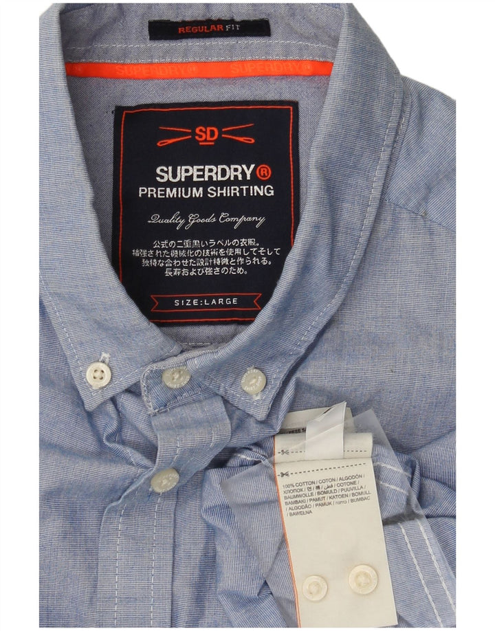 Superdry Mens Regular Fit Shirt Large Blue Cotton