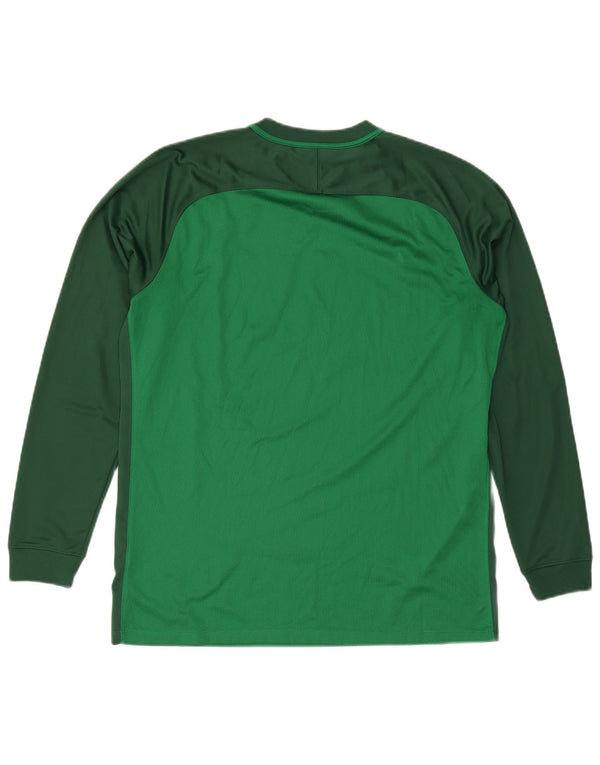 Nike Mens Dri Fit Top Long Sleeve XL Green Colourblock