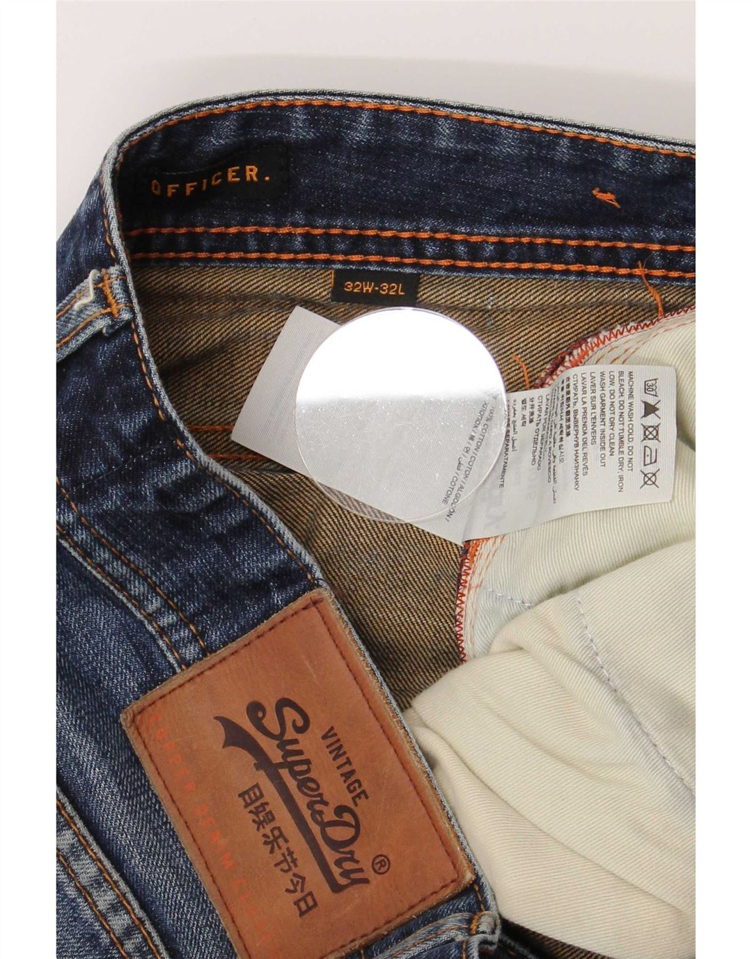 Superdry Mens Distressed Straight Jeans W32 L32 Blue Cotton