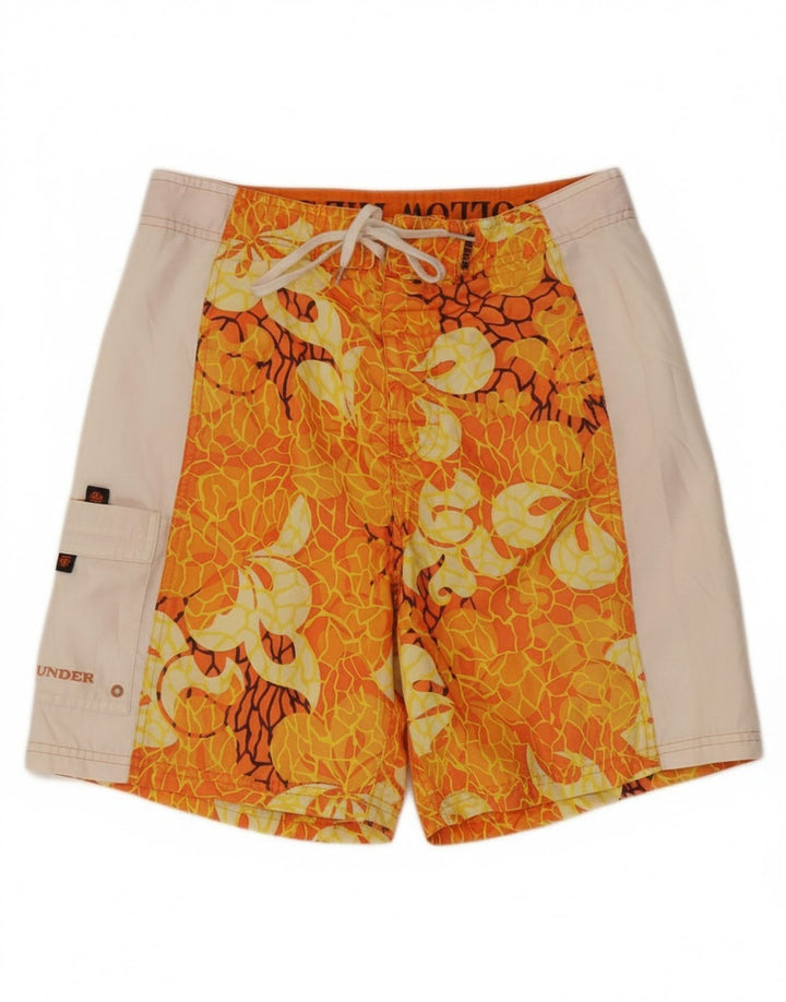 SUNDEK Mens Graphic Swimming Shorts Small  Orange Floral Polyester