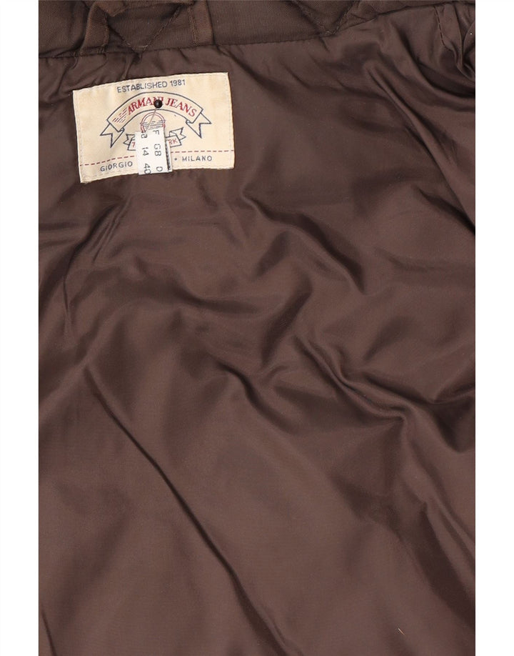 Armani Jeans Womens Padded Quilted Jacket UK 14 Large Brown Polyamide
