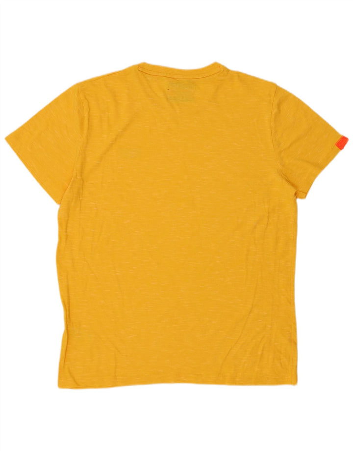 SUPERDRY Mens T-Shirt Top XL Yellow Flecked Cotton