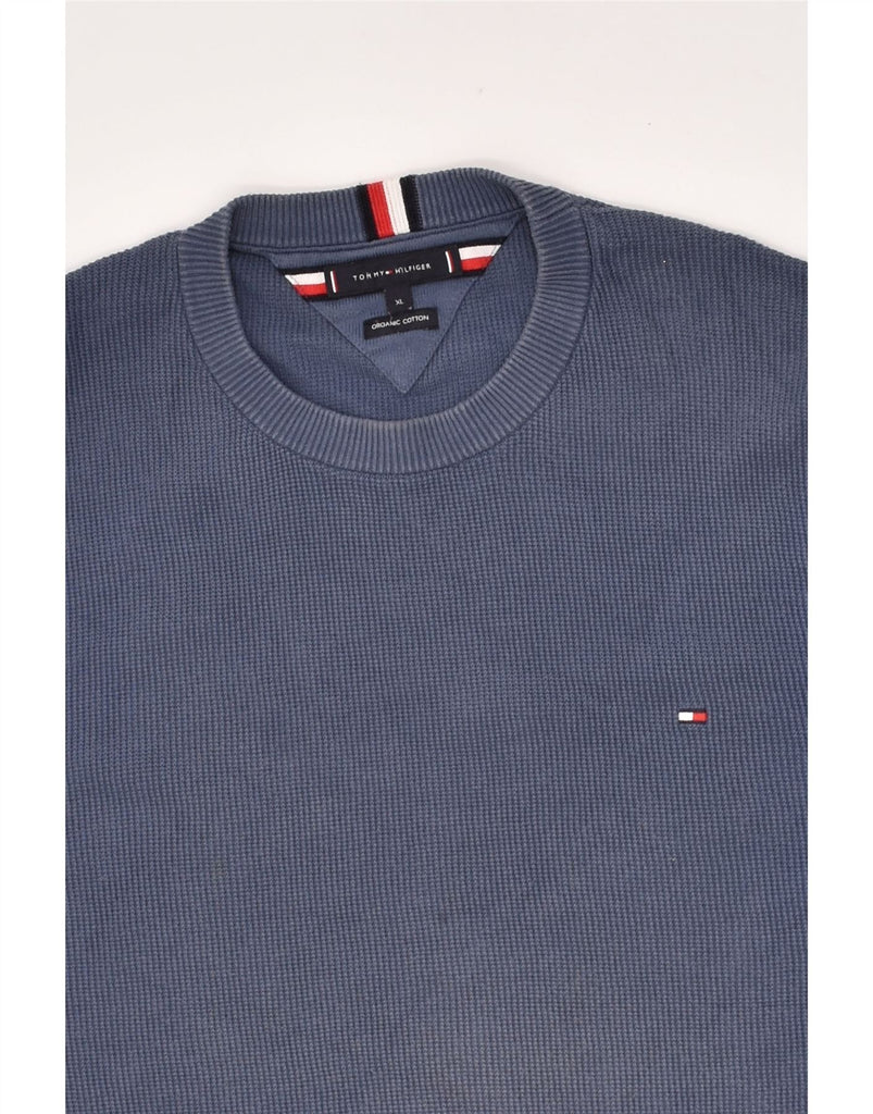 TOMMY HILFIGER Mens Crew Neck Jumper Sweater XL Navy Blue Cotton | Vintage Tommy Hilfiger | Thrift | Second-Hand Tommy Hilfiger | Used Clothing | Messina Hembry 