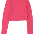 Zara Womens Crop Top Long Sleeve UK 12 Medium Pink Cotton