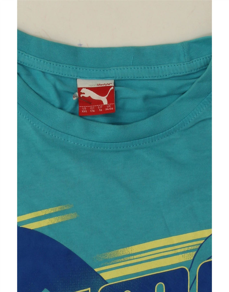 PUMA Boys Graphic T-Shirt Top 15-16 Years Blue Cotton Vintage Puma and Second-Hand Puma from Messina Hembry 
