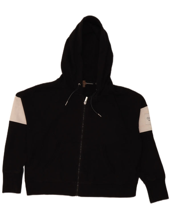 Calvin Klein Womens Oversized Crop Zip Hoodie Sweater UK 14 Medium Black