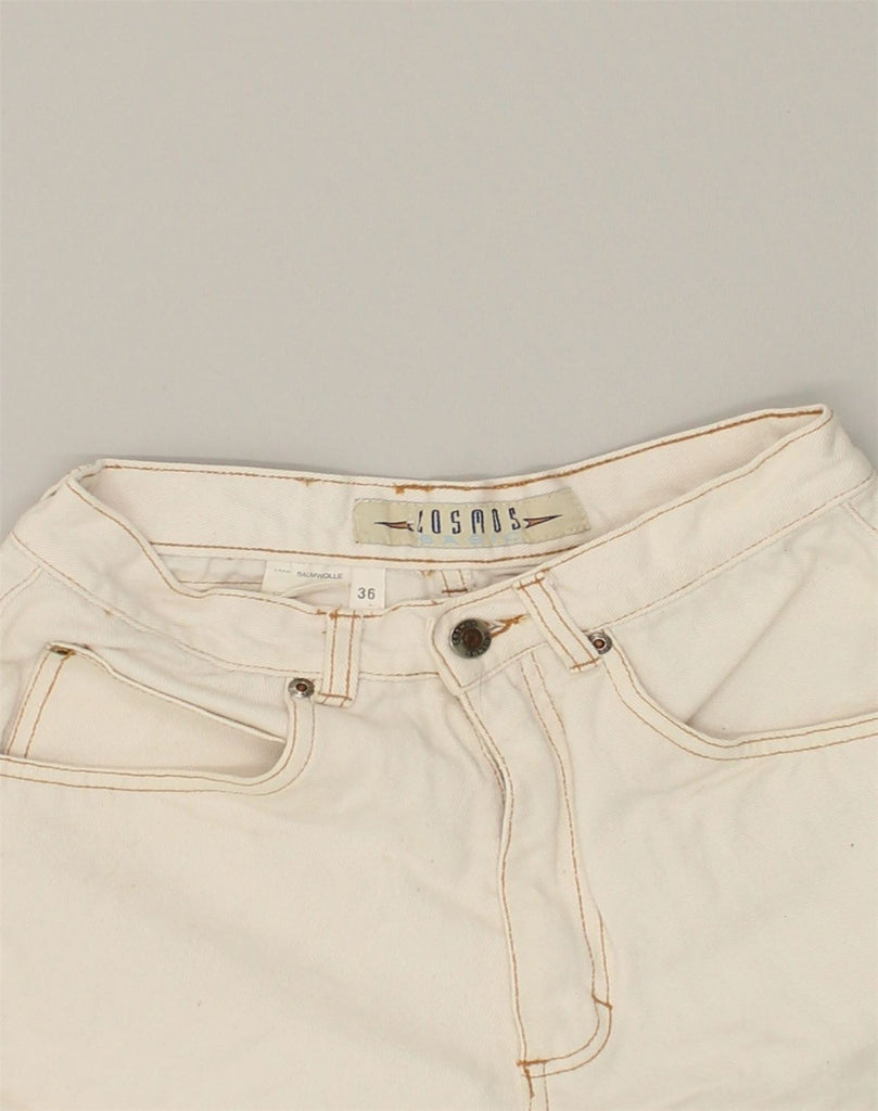 COSMOS Womens Denim Shorts EU 36 Small W26 White Cotton | Vintage Cosmos | Thrift | Second-Hand Cosmos | Used Clothing | Messina Hembry 