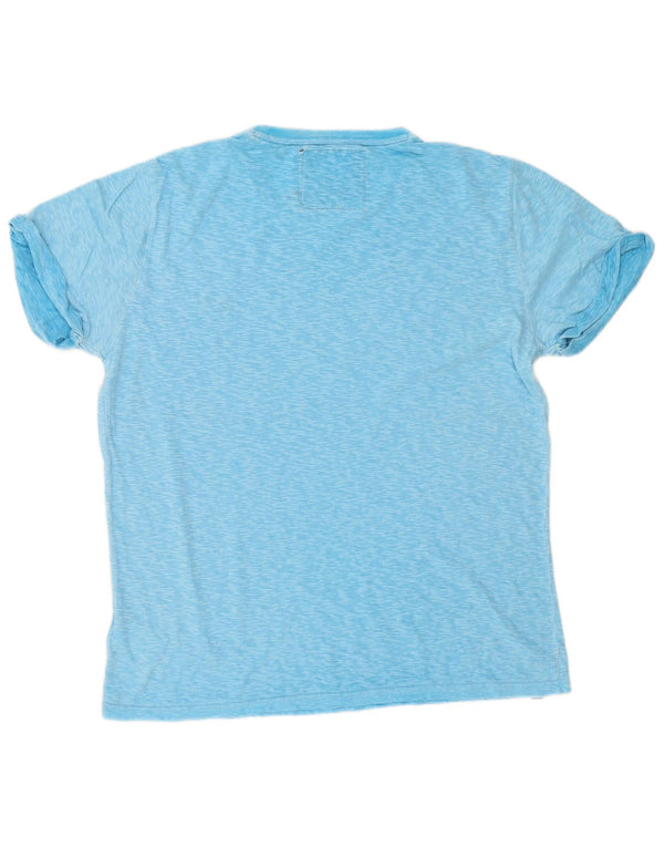 Superdry Mens T-Shirt Top XL Blue Flecked Cotton