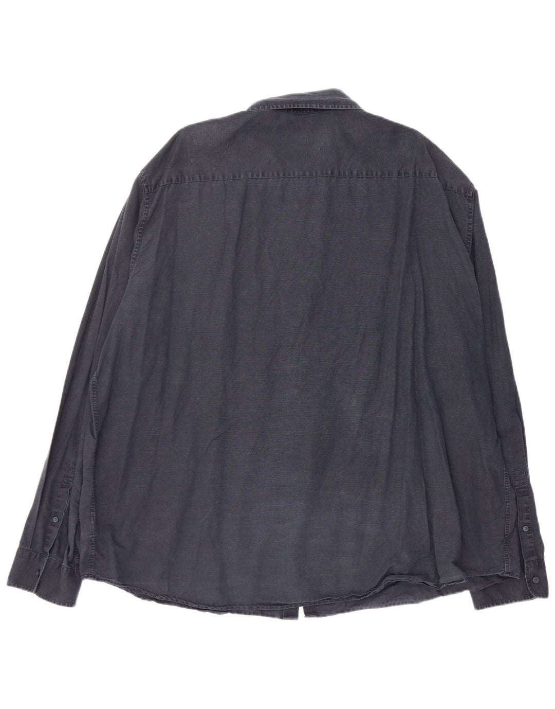 Marks & Spencer Mens Regular Fit Shirt 4XL Navy Blue Linen