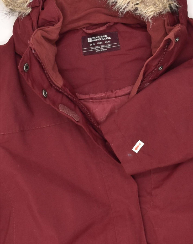 MOUNTAIN WAREHOUSE Womens Hooded Parka Jacket UK 16 Large Maroon Cotton | Vintage Mountain Warehouse | Thrift | Second-Hand Mountain Warehouse | Used Clothing | Messina Hembry 