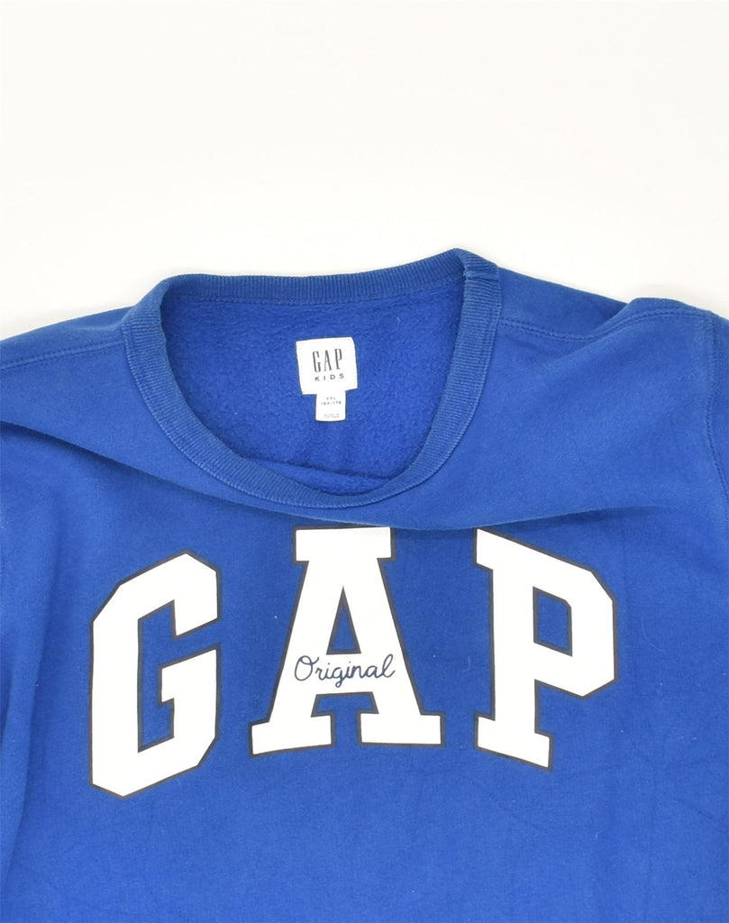 GAP Girls Graphic Sweatshirt Jumper 12-13 Years 2XL Blue Cotton | Vintage Gap | Thrift | Second-Hand Gap | Used Clothing | Messina Hembry 