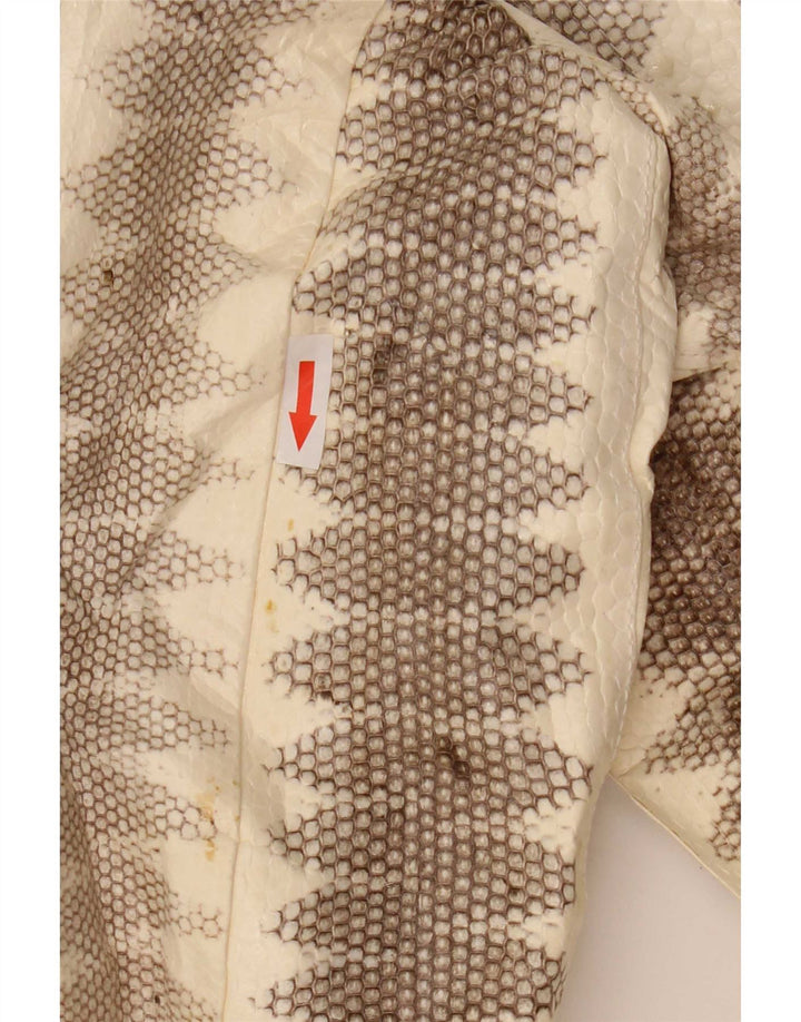 Lee Sands Mens Leather Jacket UK 40 Large Beige Animal Print