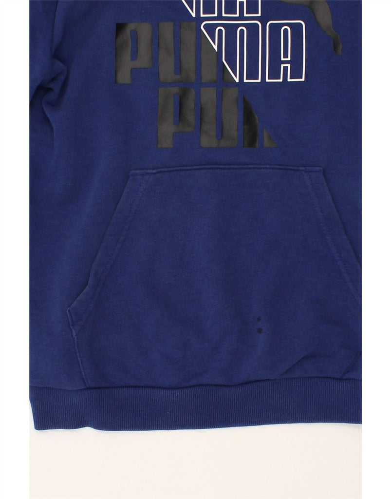 PUMA Boys Graphic Hoodie Jumper 13-14 Years Blue Cotton | Vintage Puma | Thrift | Second-Hand Puma | Used Clothing | Messina Hembry 