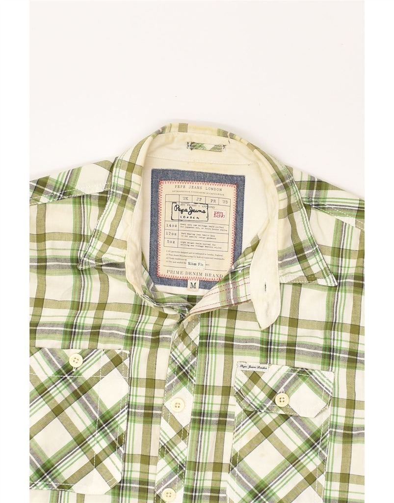 PEPE JEANS Mens London Shirt Medium Green Check Cotton | Vintage PEPE Jeans | Thrift | Second-Hand PEPE Jeans | Used Clothing | Messina Hembry 