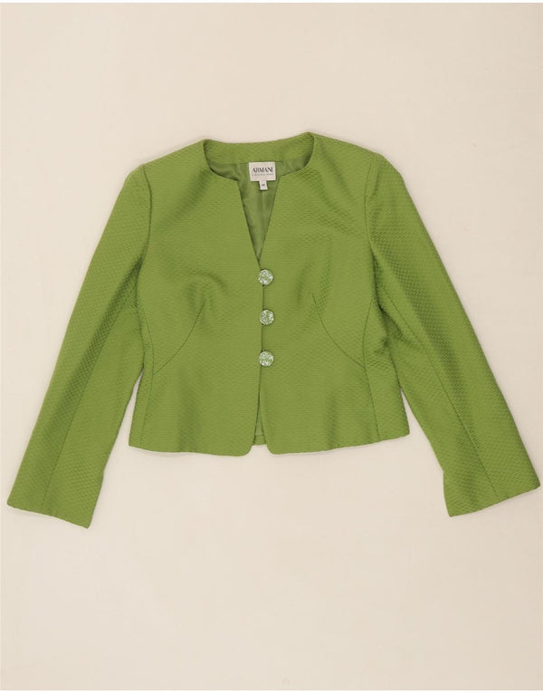 ARMANI COLLEZIONI Womens Crop 3 Button Blazer Jacket IT 44 Medium Green