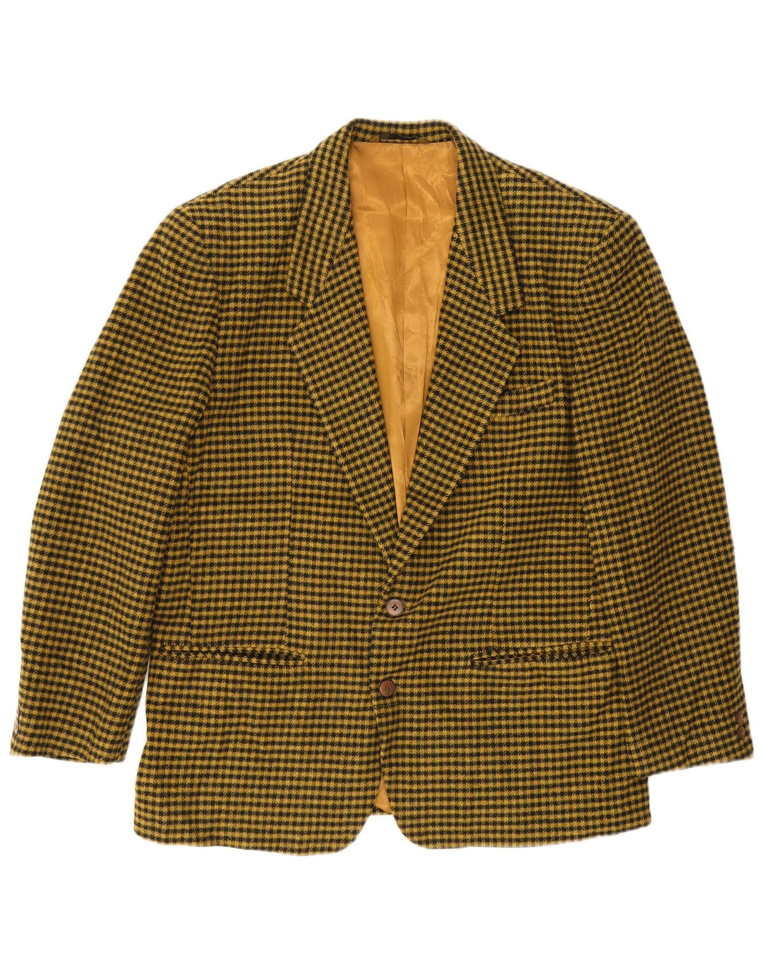 Vintage Mens 2 Button Blazer Jacket IT 52 XL Yellow Check Polyester