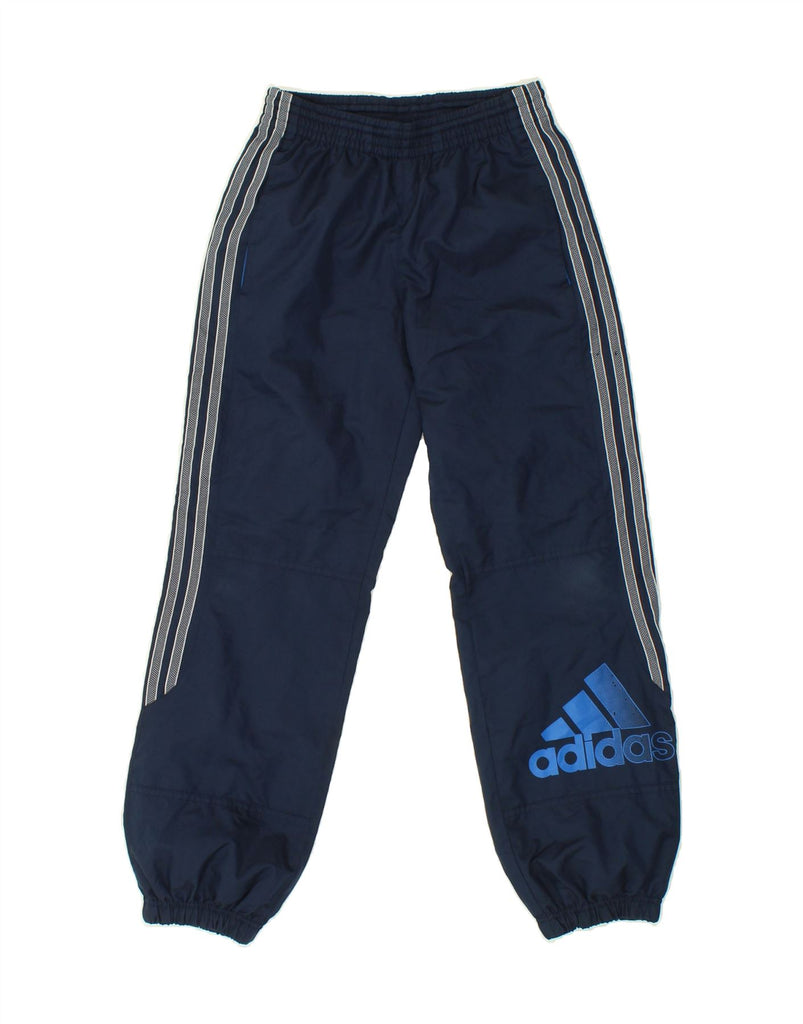 ADIDAS Boys Graphic Tracksuit Trousers Joggers 9-10 Years Navy Blue Vintage Adidas and Second-Hand Adidas from Messina Hembry 