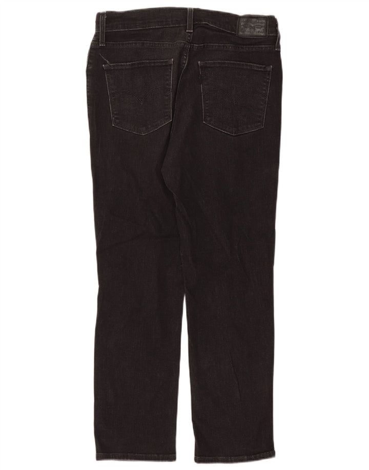 LEVI'S Womens 724 Distressed High Rise Straight Jeans W31 L26 Grey Cotton