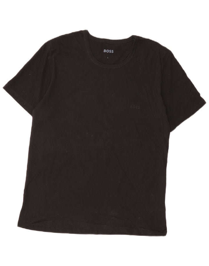Hugo Boss Mens T-Shirt Top Large Black Cotton