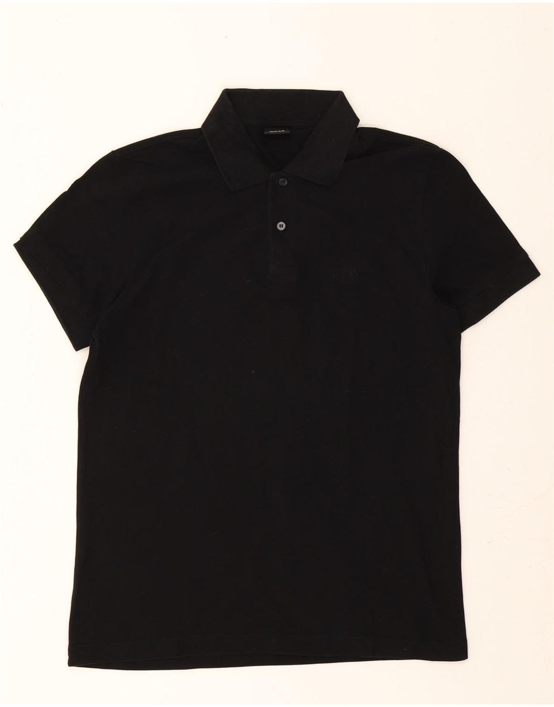 HUGO BOSS Mens Regular Fit Polo Shirt Medium Black Cotton Vintage Hugo Boss and Second-Hand Hugo Boss from Messina Hembry 