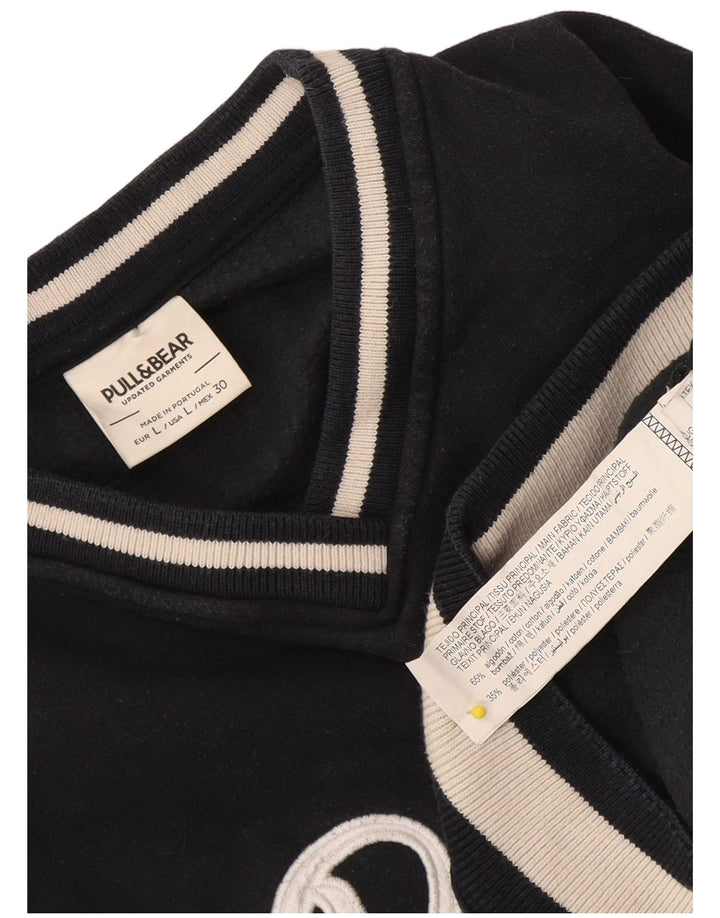 Pull & Bear Mens Pasadena Sweatshirt Jumper Large Navy Blue Colourblock
