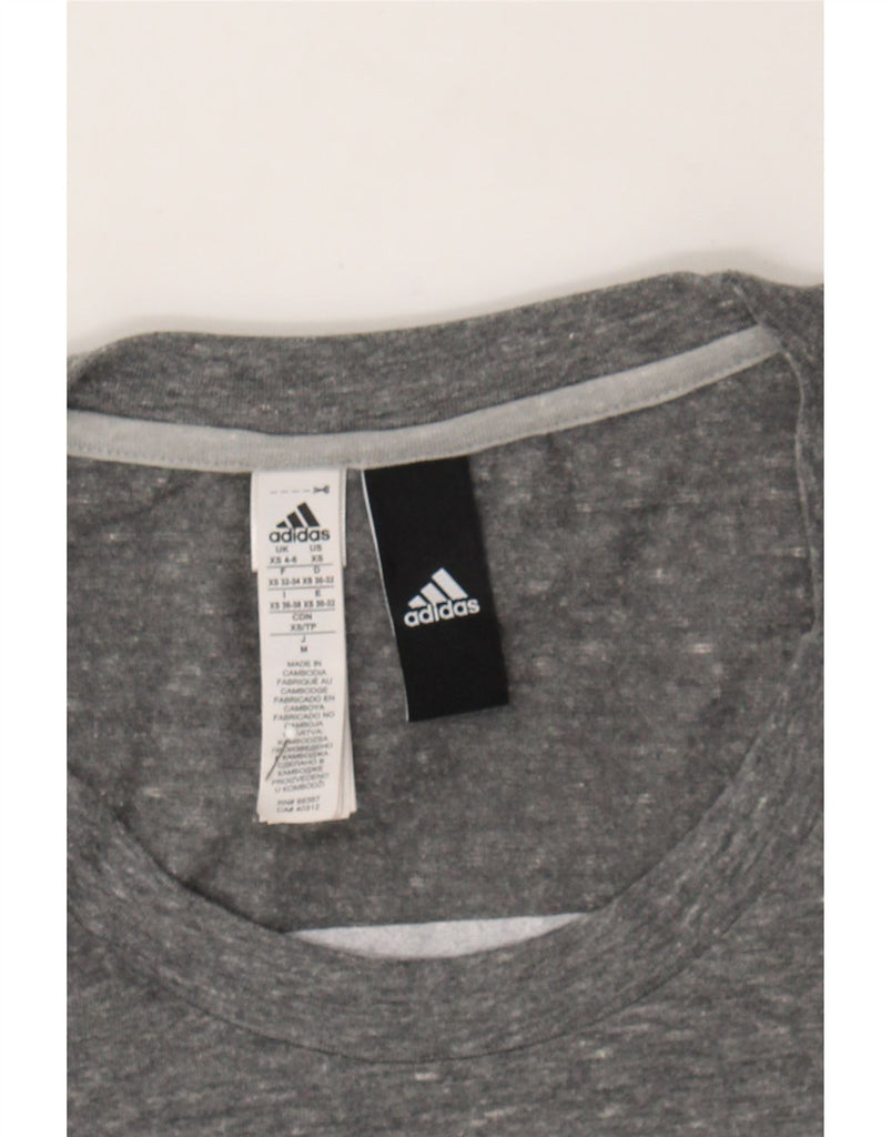 ADIDAS Womens T-Shirt Top UK 4/6 XS Grey Flecked Polyester Vintage Adidas and Second-Hand Adidas from Messina Hembry 