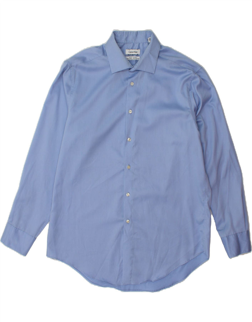 CALVIN KLEIN Mens Slim Fit Shirt Size 16 1/2 Large Blue Cotton Vintage Calvin Klein and Second-Hand Calvin Klein from Messina Hembry 