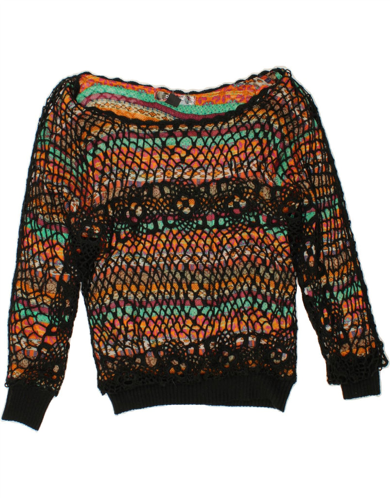 DESIGUAL Womens Boat Neck Jumper Sweater UK 14 Medium Multicoloured | Vintage Desigual | Thrift | Second-Hand Desigual | Used Clothing | Messina Hembry 