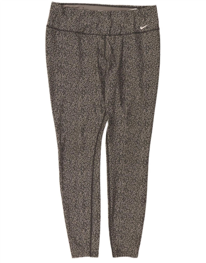 NIKE Womens Dri Fit Leggings UK 18 XL  Grey Animal Print Polyester