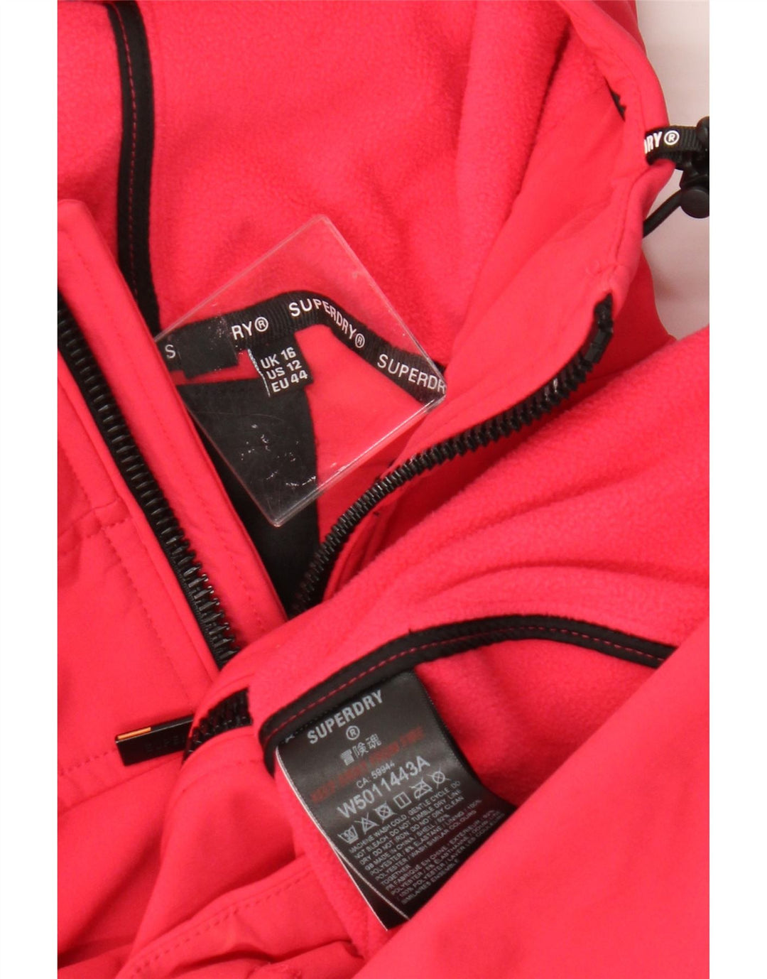 Superdry Womens Crop Hooded Windbreaker Jacket UK 16 Large  Pink Polyester
