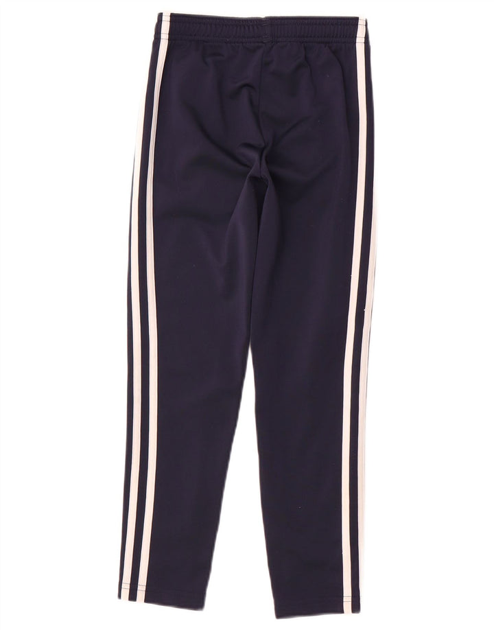 ADIDAS Boys Tracksuit Trousers 7-8 Years  Navy Blue Polyester