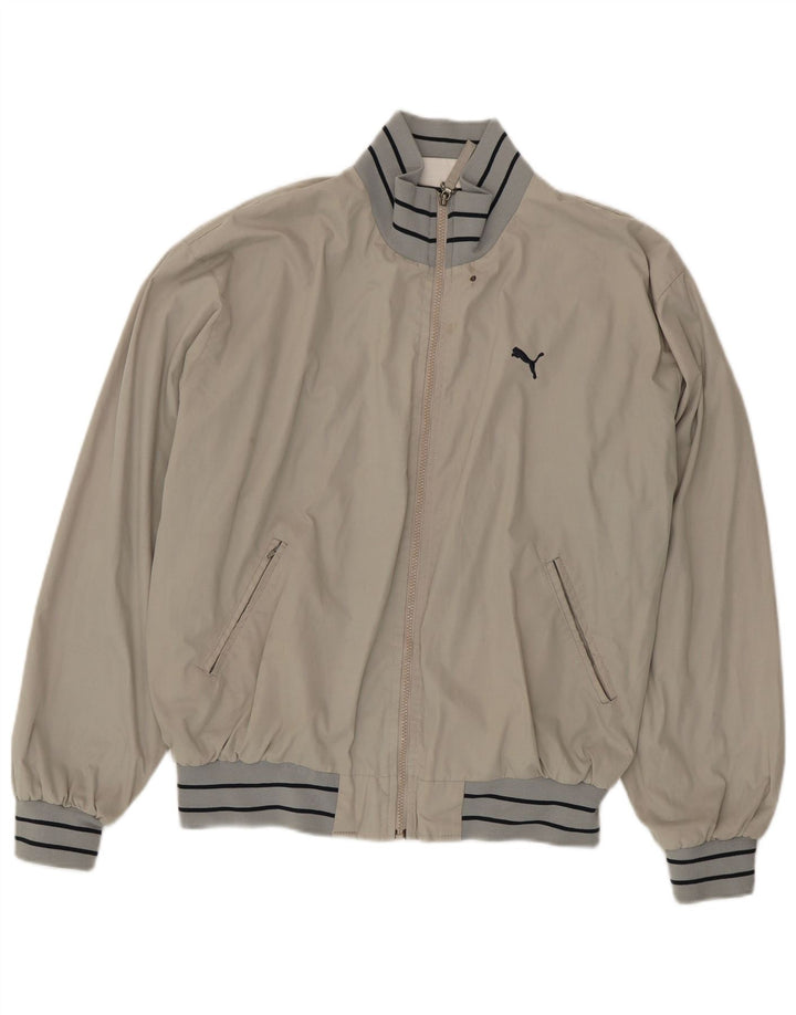 Puma Mens Bomber Jacket UK 40 Large Grey Cotton