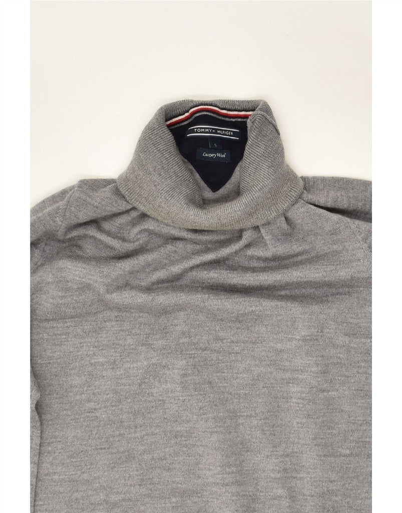 TOMMY HILFIGER Mens Roll Neck Jumper Sweater Small Grey Wool | Vintage Tommy Hilfiger | Thrift | Second-Hand Tommy Hilfiger | Used Clothing | Messina Hembry 