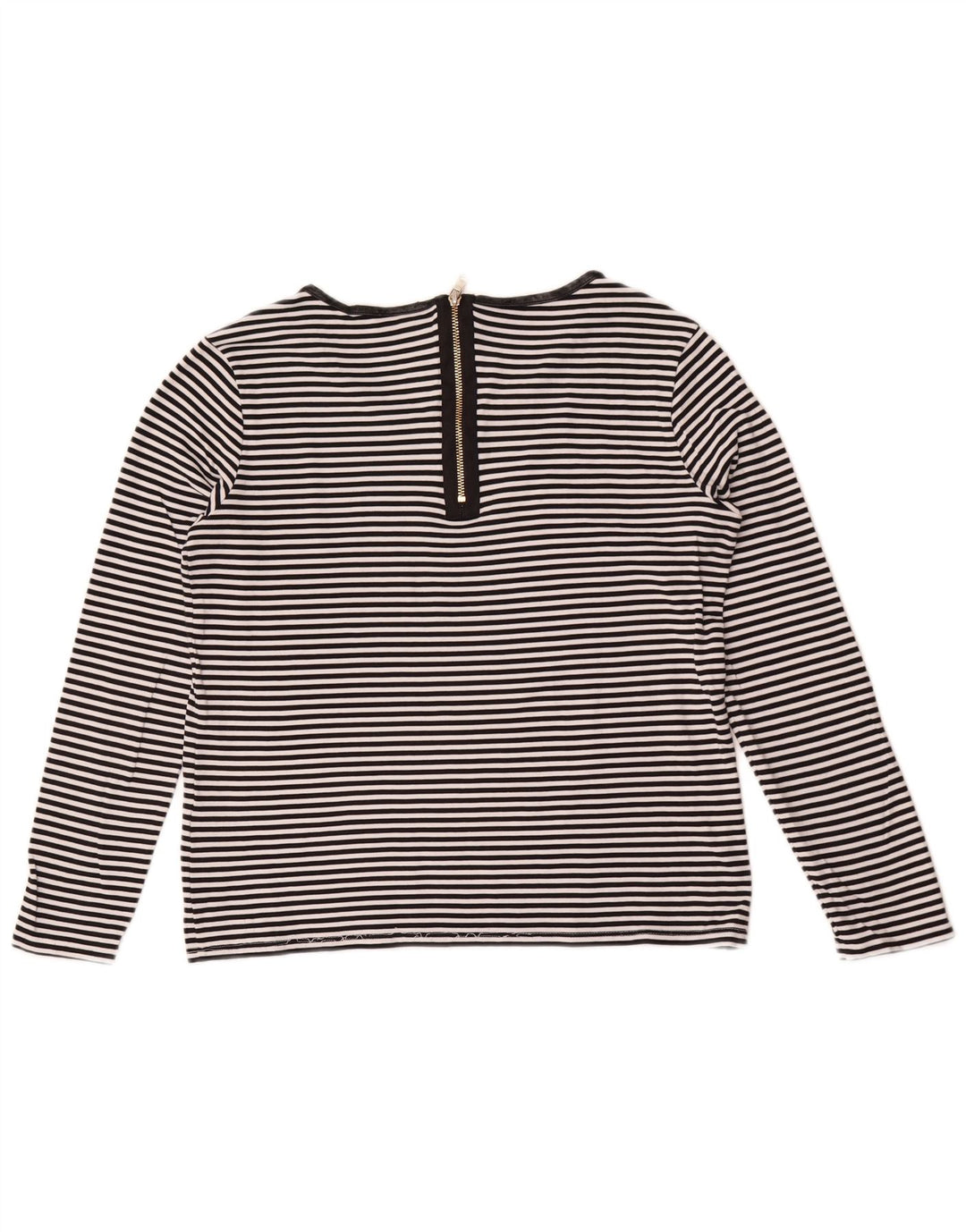 Hugo Boss Womens Top Long Sleeve UK 12 Medium Black Striped