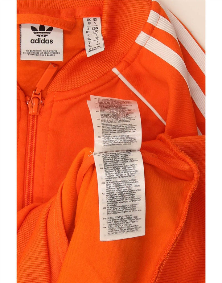 Adidas Womens Tracksuit Top Jacket UK 10 Small Orange Polyester