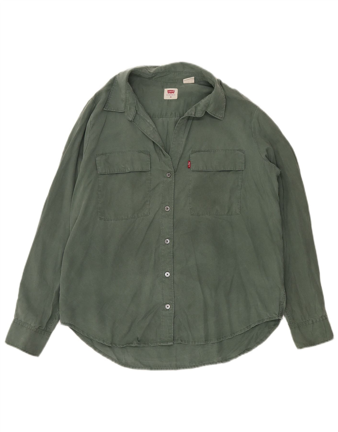 LEVI'S Womens Shirt UK 14 Medium Green Lyocell
