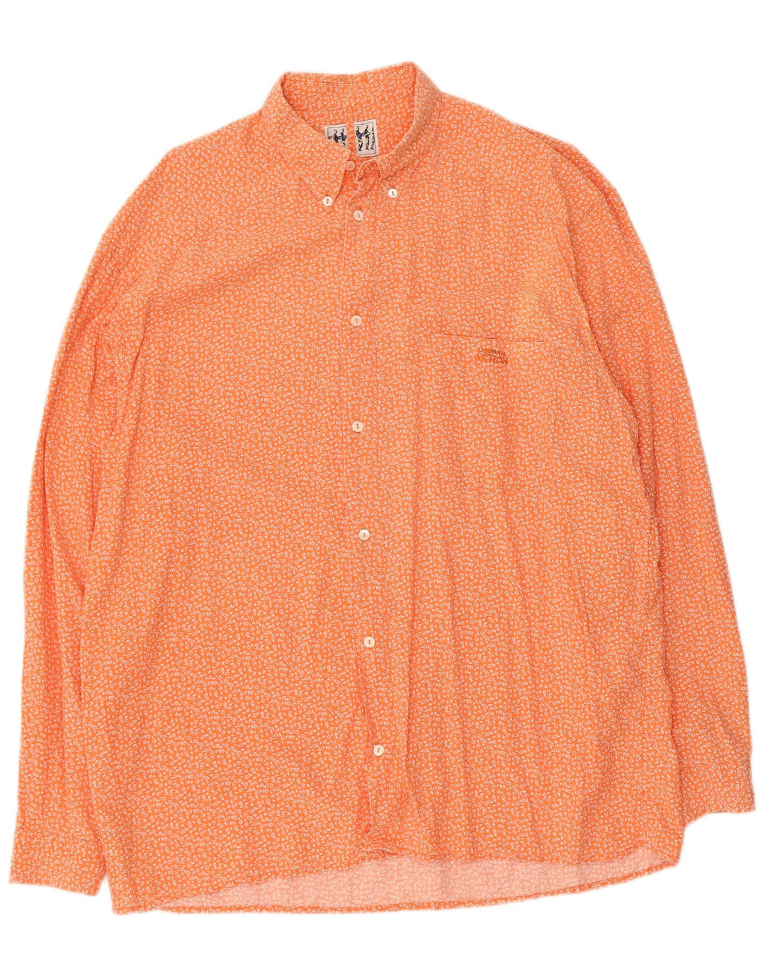 Trussardi Mens Shirt Large Orange Floral Cotton