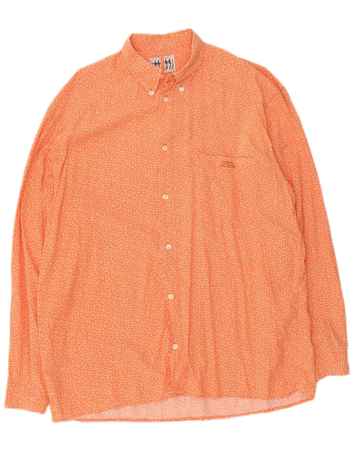 Trussardi Mens Shirt Large Orange Floral Cotton
