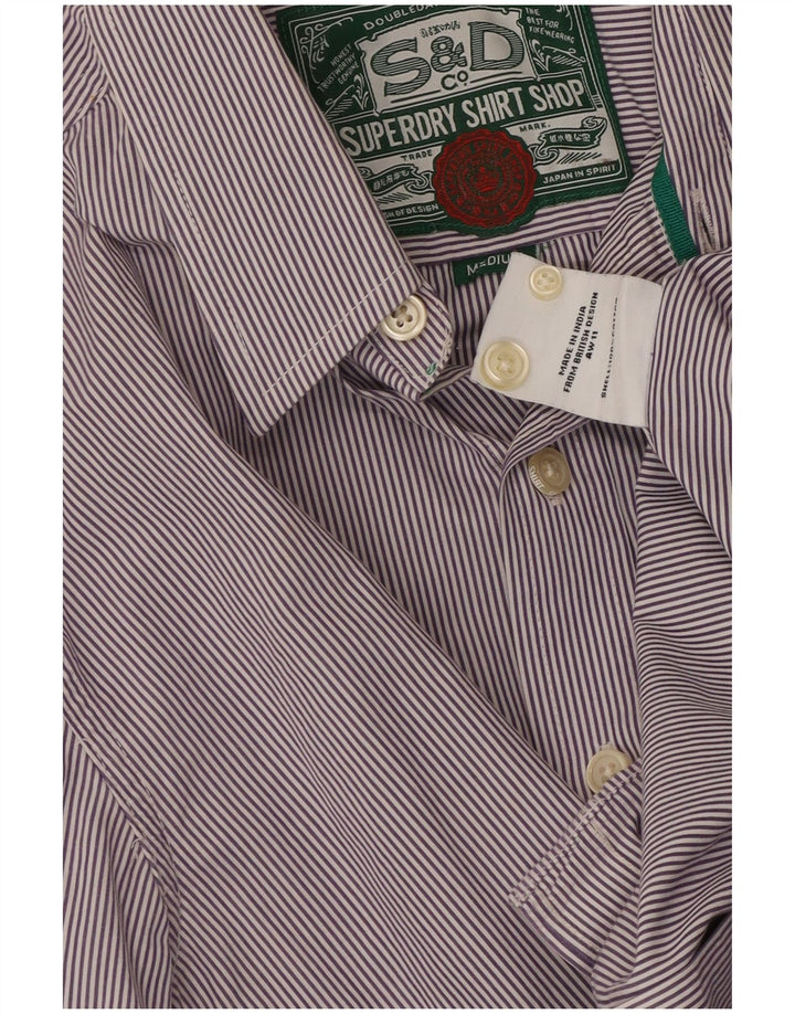 SUPERDRY Mens Shirt Medium Purple Pinstripe Cotton