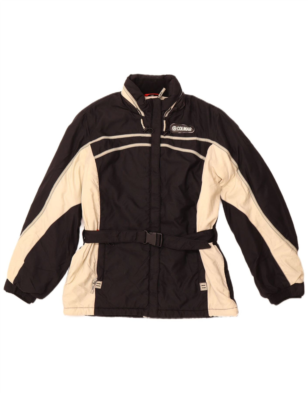 COLMAR Womens Hooded Ski Jacket IT 46 Large Black Colourblock Nylon