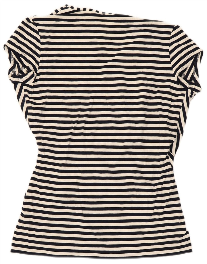 Marks & Spencer Womens Blouse Top UK 16 Large Black Striped Viscose