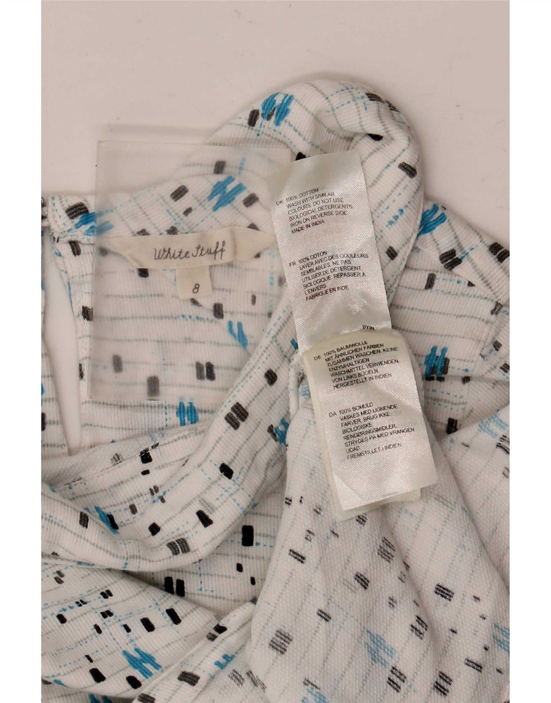 White Stuff Womens Blouse Top UK 8 Small Geometric Cotton