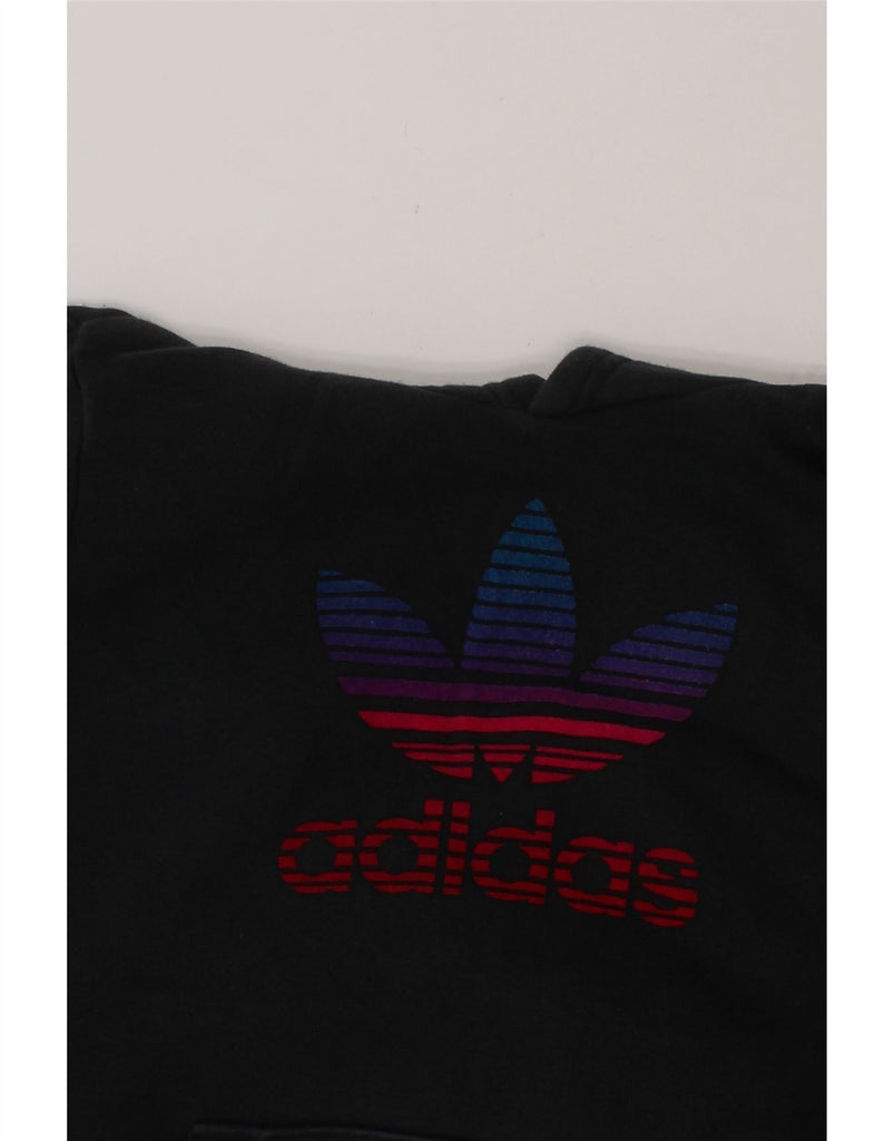 ADIDAS Boys Graphic Hoodie Jumper 9-10 Years Black Cotton Vintage Adidas and Second-Hand Adidas from Messina Hembry 