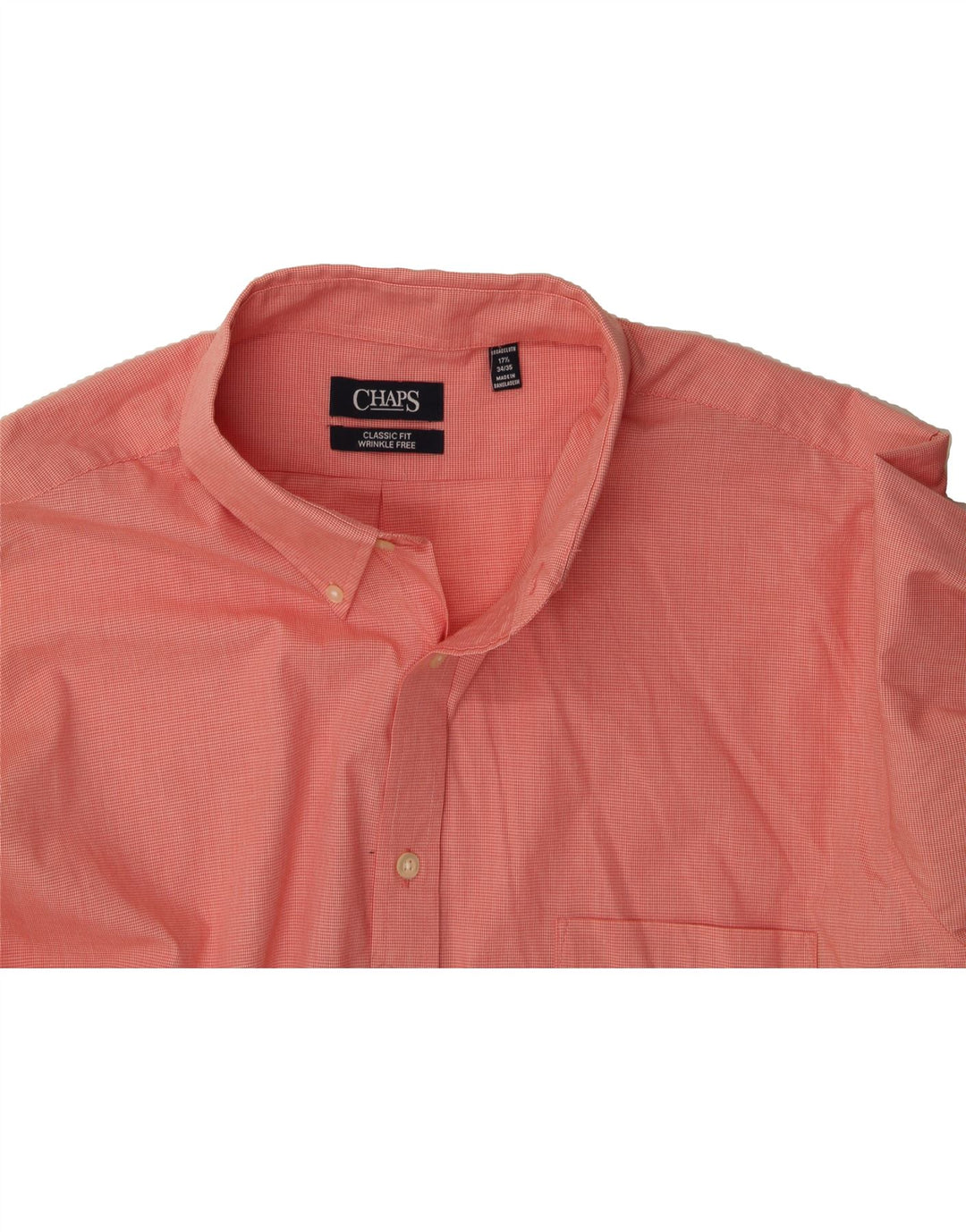 CHAPS Mens Classic Fit Shirt Size 17 1/2 XL Pink Houndstooth Vintage Chaps and Second-Hand Chaps from Messina Hembry 