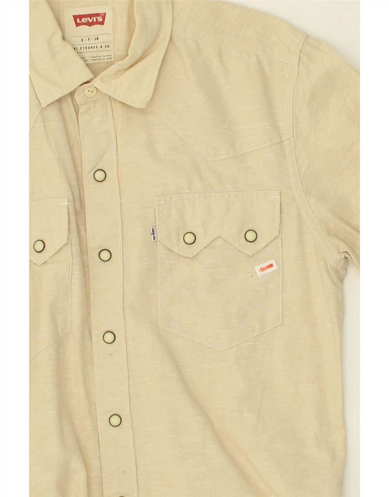 LEVI'S Mens Slim Fit Shirt Small Beige Cotton | Vintage Levi's | Thrift | Second-Hand Levi's | Used Clothing | Messina Hembry 